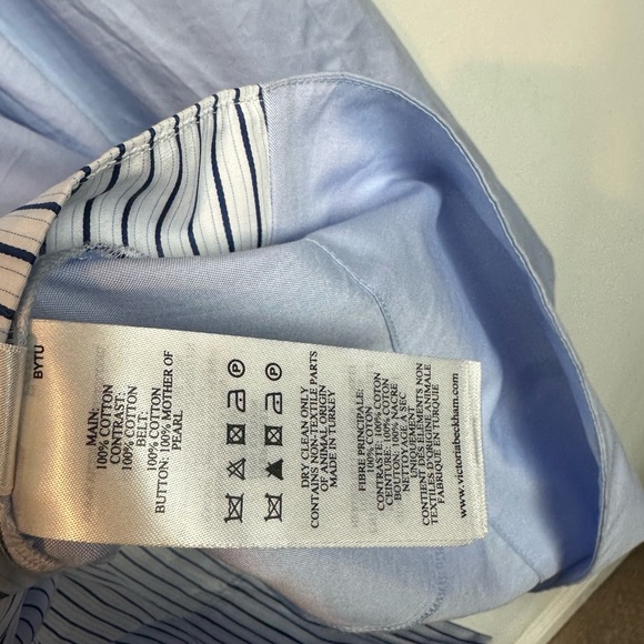 Victoria Beckam Tie Waist Shirt dress in Stripe Blue 4 - Picture 6 of 7